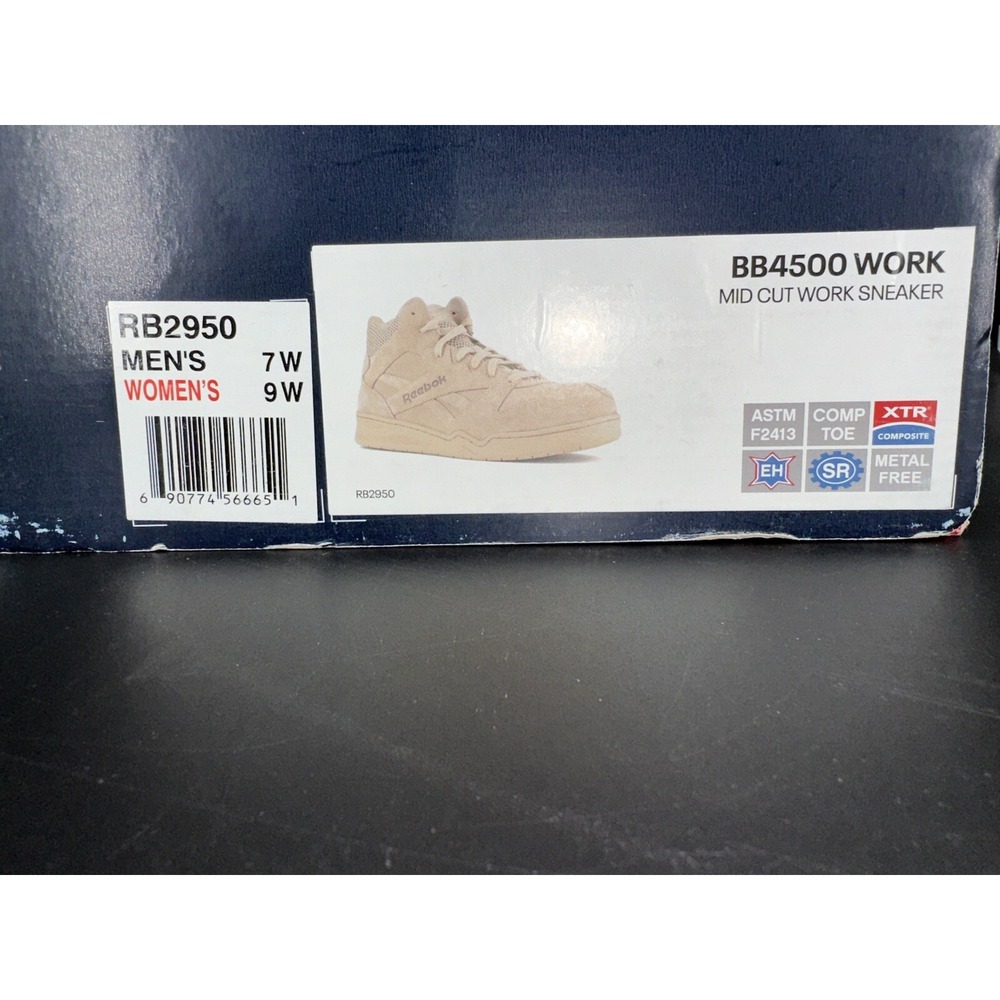 Reebok BB4500 Work Men 7W Tan Suede Composite Toe Safety Sneakers RB2950 EH SR - Picture 4 of 12